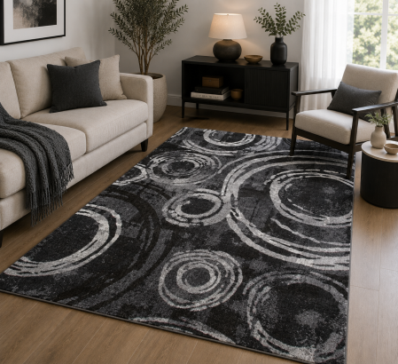 Covoare Living - Covor Sufragerie/ Dormitor, Model Mira 24010/196, Dreptunghiular, Gri Inchis
