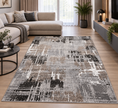 Covoare Living - Covor Sufragerie/Dormitor, Model Mira 24037/123, Gri/Maro