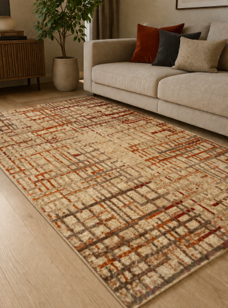 Covoare Moderne si Geometrice - Covor Sufragerie/Dormitor, Model Orlando 5570, Maro/Portocaliu