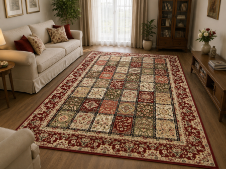 Covoare Living - Covor Sufragerie/Dormitor, Model Timbre 1518/120, Rosu