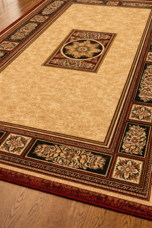 Covoare - Covor Sufragerie/Dormitor, Model Timbre 518/120, Bej/Grena