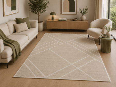 Covoare Moderne si Geometrice - Covor Sufragerie/Dormitor, Model Union 32307/561, Dreptunghiular, Crem
