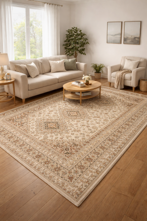 Covoare clasice - Covor Sufragerie, Model 1531/100, Dreptunghiular, Crem