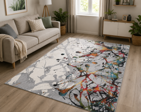 Covoare Dormitor - Covor Sufragerie, Model Abstract 11187/190, Gri