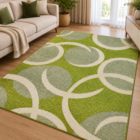 Covoare Dormitor - Covor Sufragerie, Model Abstract 11472/130, Verde