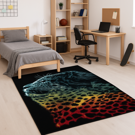 Covoare Living - Covor Sufragerie, Model Black Leopard 11016/180, Covor Dreptunghiular, Negru