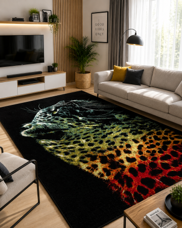 Covoare Living - Covor Sufragerie, Model Black Leopard 11016/180, Covor Dreptunghiular, Negru