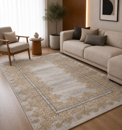 Covoare Living - Covor Sufragerie, Model Iris 28029, Gri Auriu