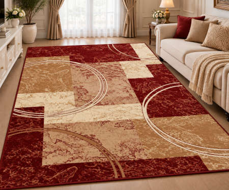 Covoare Living - Covor Sufragerie, Model Lotos 15001/210, Dreptunghiular, Rosu/Bej