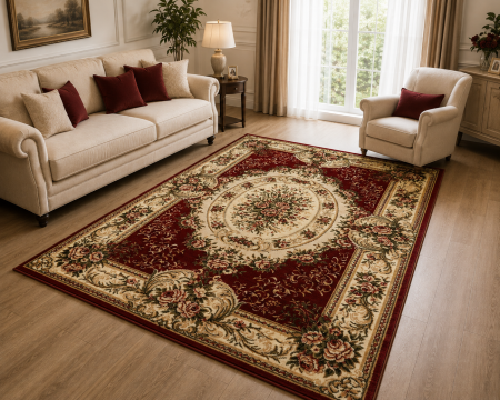 Covoare Living - Covor Sufragerie, Model Lotos 1529/210, Rosu/Grena