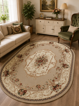 Covoare clasice - Covor Sufragerie, Model Lotos 507, Bej / Crem, Oval