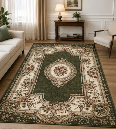 Covoare clasice - Covor Sufragerie, Model Lotos Clasic 571/310, Verde/Crem