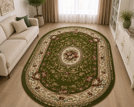 Covoare Living - Covor Sufragerie, Model Lotos Verde, Oval, 568/310