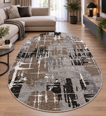 Covoare Living - Covor Sufragerie, Model Mira 24037/123, Oval, Gri/Maro