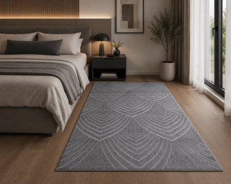 Covoare Dormitor - Covor Sufragerie, Model Oksi 38009/608, Dreptunghiular, Gri