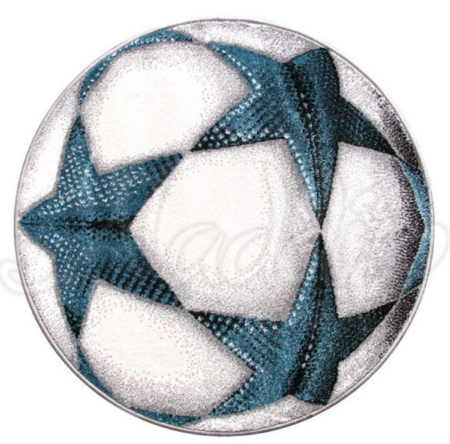 Covoare camera copii - Covor Rotund Camera Copii Model Minge Fotbal 11199-190, Alb, Inaltime Fir 9 mm, Antialergic, Polipropilena, Gradinita, Cresa, Loc de Joaca