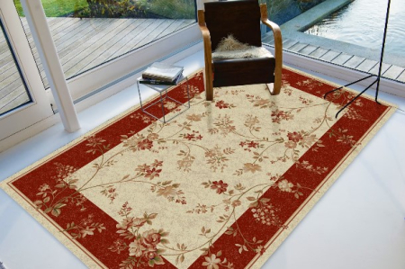 Covoare Living - CovorSufragerie/Dormitor, Model 551/120, Crem/Rosu