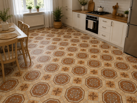Linoleum - Covorul PVC linoleum Lidia, Latimi 1m, 1.5 m, 2 m, 2.5 m, 3 m, Maro, Suport Pasla