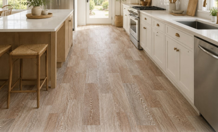 Linoleum - Covorul PVC linoleum Plank 056-4, Latimi 1.5 m, 2 m, Maro, Suport pasla