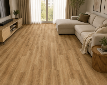Linoleum - Covorul PVC linoleum Plank 067, Latimi 1 m, 1.5 m, 2 m si 2,5 m, 3 m. Maro/Imitatie parchet, Suport Pasla