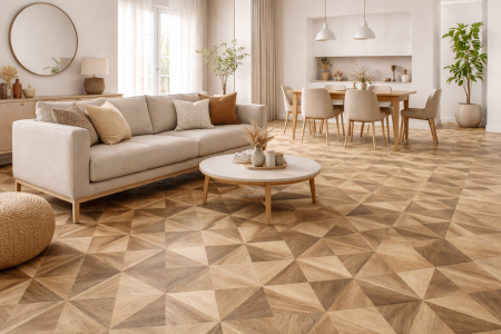 Linoleum - Linoleum Model Parchet KEMPSTON 661, Latime 200 cm, Bej/Maro