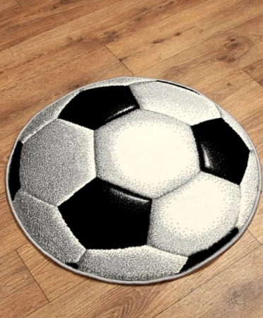 Model 11198/190, Minge Fotbal, Covoras Copii Rotund, Alb-Negru [0]