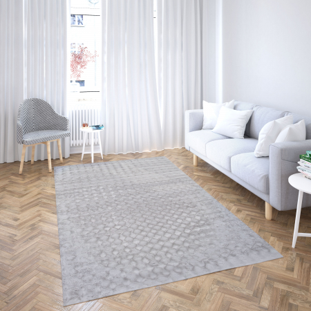 Model Blana Iepure Lop 076, Covor Sufragerie/Dormitor, Efect 3D, Gri [16]