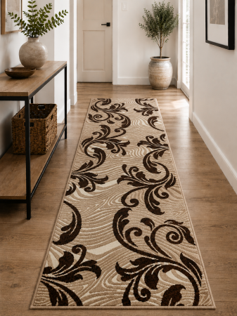 Traverse Hol - Model Cappuccino, Traversa Crem/Maro, Festonata, Latime 100 cm