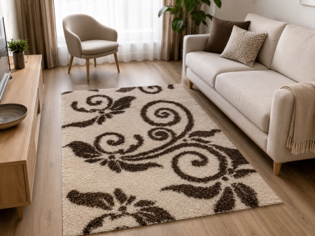 Covoare Living - Covor Pufos Sufragerie/Dormitor, Model Fantasy 12519-89, Crem/Bej