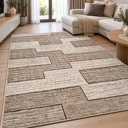 Covoare Living - Model Fashion 32002/120, Covor Dreptunghiular, Crem/Maro