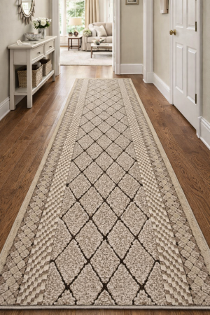 Traverse Moderne - Model Fashion 32009/120, Traversa festonata, Crem/Maro Latime 100 cm