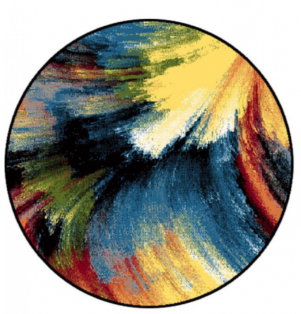 Urban & Industrial - Covor Rotund Camera Copii Model Brush 11017-180, Multicolor, Inaltime Fir 9 mm, Antialergic, Polipropilena, Gradinita, Cresa, Loc de Joaca