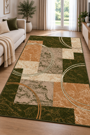 Covoare Living - Model Lotos 15001/310, Covor Hol, Dreptunghiular, Verde