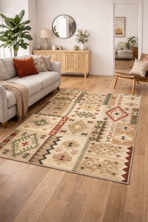 Covoare Dormitor - Model Lotos 15081/120, Covor Dreptunghiular, Crem/Bej