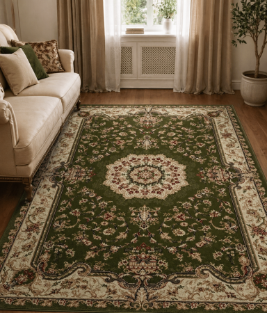 Covoare clasice - Covor Sufragerie/Dormitor, Model Lotos 1520/310, Verde