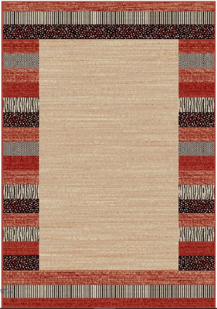 Covoare - Covor Sufragerie/Dormitor, Model 1591/120, Rosu/Crem
