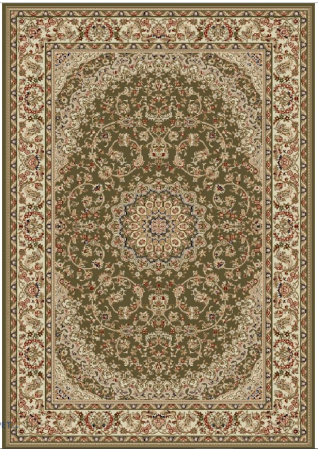 Covoare clasice - Covor Model Lotos 1555-610, Verde, Inaltime Fir 8 mm, Antialergic, Polipropilena, Living, Dormitor, Sufragerie, Birou