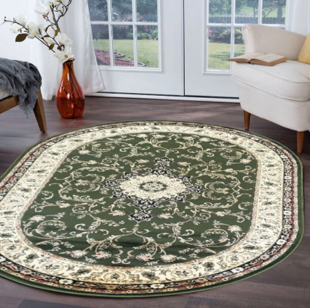 Covor Clasic Sufragerie, Model Lotos 523, Oval, Verde [3]
