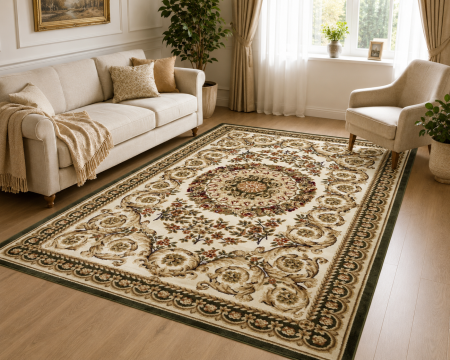 Covoare Living - Covor Sufragerie/ Dormitor, Model Lotos 539/130,  Verde/Crem