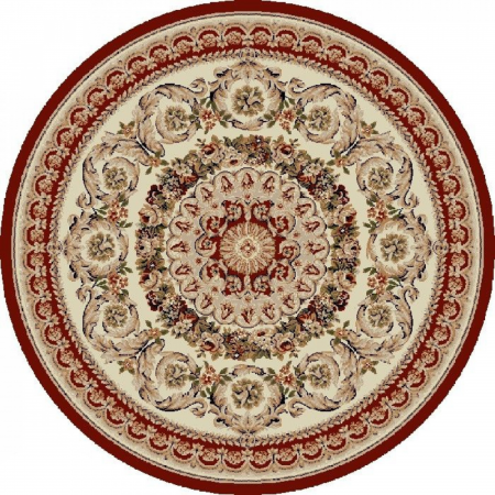 Covoare clasice - Covor Rotund Model Lotos 539-120, Rosu, Inaltime Fir 8 mm, Antialergic, Polipropilena, Living, Dormitor, Sufragerie, Birou