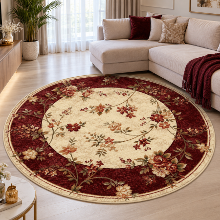 Covoare Living - Model Lotos 551/120, Covor Rotund, Rosu