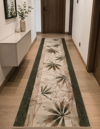 Traverse Hol - Model Lotos 552/130, Traversa festonata Latime 100 cm, Crem/Verde
