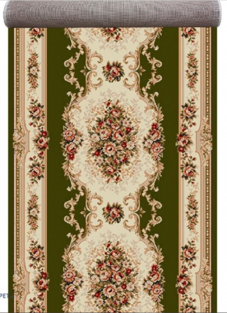 Traverse Dormitor - Traversa Hol, Model 574/310, Latime 100 cm, Crem/Verde, Festonata la capete
