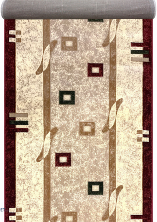 Traverse Dormitor - Traversa Hol, Model Lotos 579/120, Festonata la capete, Latime 120 cm, Crem/Rosu