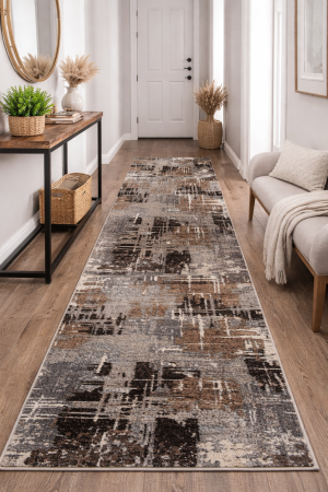 Traverse Hol - Model Mira 24037/123, Traversa festonata Latime 200 cm, Gri/Maro