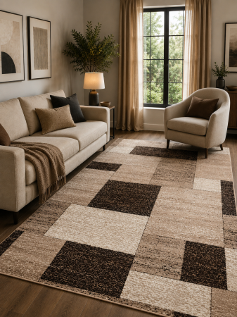 Covoare Living - Model Mira 24143/140, Covor Dreptunghiular, Crem/Maro