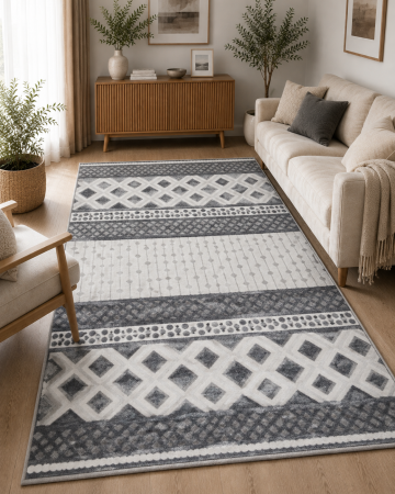 Covoare Living - Covor Sufragerie/ Dormitor, Model Oksi 38003/616, Gri