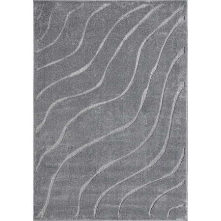 Covoare dormitor - Covor Model Oksi 38012-608, Gri, Inaltime Fir 6 mm, Antialergic, Polipropilena, Living, Dormitor, Sufragerie, Birou