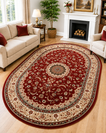 Covoare Living - Covor Sufragereie/ Dormitor, Model Oval Lotos 545/200, Rosu/grena