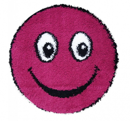 Covoare Copii - Covor Rotund,Model Smile 12003A/2115, Camera Copilului, Dimensiunea 67x67 cm, Roz